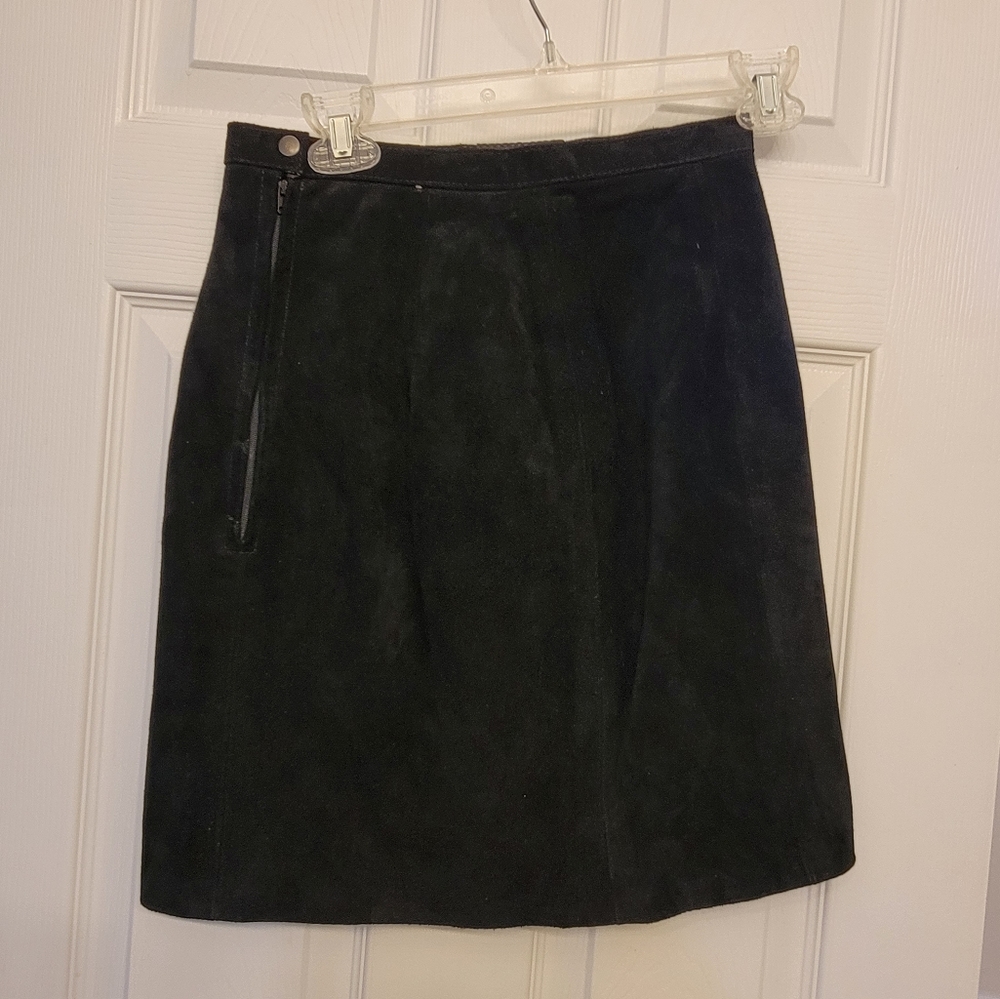 Vintage Genuine Cow Leather Pencil Skirt Small